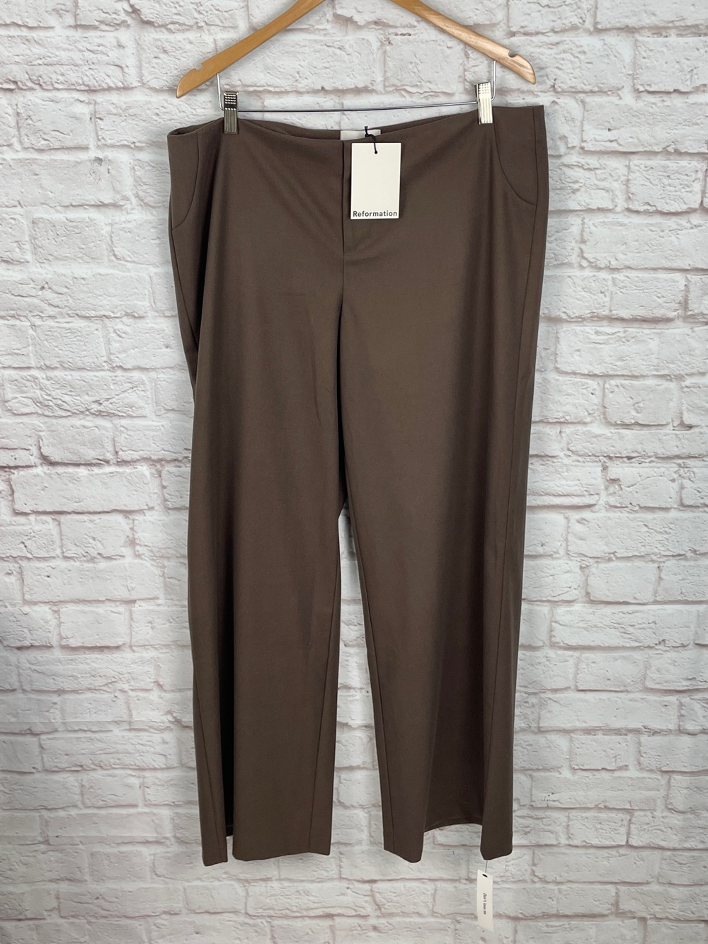 Reformation Brown Vida Low-Rise Wide Leg Trouser Pants Size 12